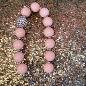 Chunky pink with diamonds pearl necklace